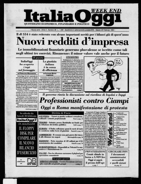 Italia oggi : quotidiano di economia finanza e politica